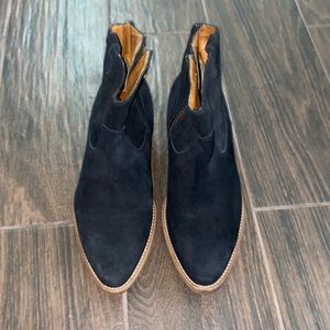 1937 suede ankle booties pointy